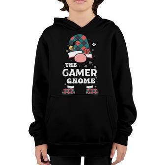 Gamer Gnome Buffalo Plaid Matching Family Christmas Pajama Youth Hoodie - Thegiftio UK
