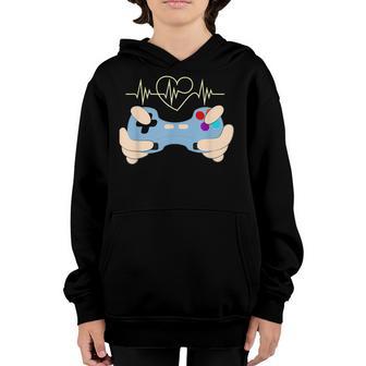 Gamer Heartbeat Video Game Lover V3 Youth Hoodie - Thegiftio UK