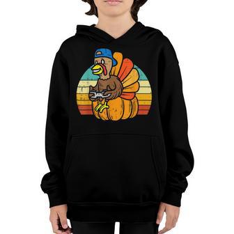 Gamer Turkey Pumpkin Retro Boys Thanksgiving Video Games Men V2 Youth Hoodie - Thegiftio UK