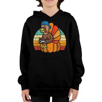 Gamer Turkey Pumpkin Retro Boys Thanksgiving Video Games Men Youth Hoodie - Thegiftio UK