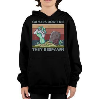 Gamers Dont Die They Respawn Vintage Retro Gamer Zombie Youth Hoodie - Seseable