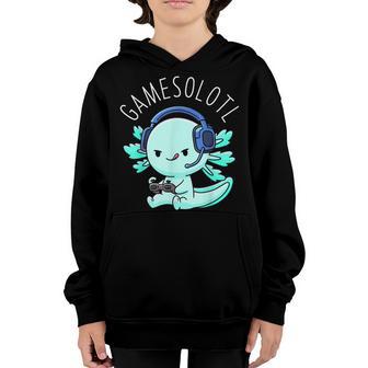 Gamesolotl Axolotl Fish Gamer Gaming Anime Lizard Video Game Youth Hoodie - Thegiftio UK