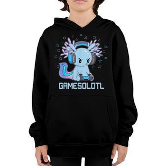 Gamesolotl Axolotl Video Gamer Kawaii Anime Gifts Boys Girls V2 Youth Hoodie - Thegiftio UK