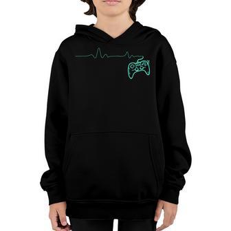 Gaming Heartbeat Design Video Game Players Gamer Youth Hoodie - Thegiftio UK