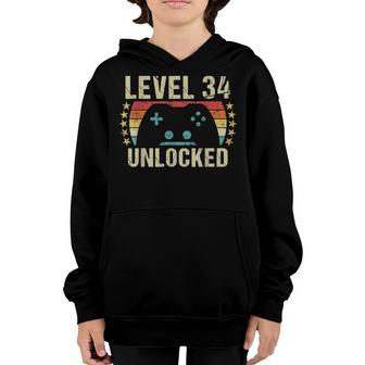 Gaming Vintage 34Th Birthday Gift 34 Year Old Boy Girl Gamer Youth Hoodie | Mazezy