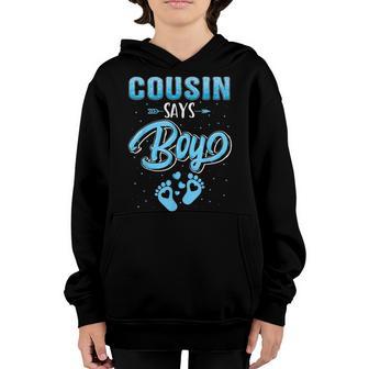 Gender Reveal Cousin Says Boy Baby Matching Family Set Youth Hoodie - Thegiftio UK