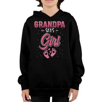 Gender Reveal Grandpa Says Girl Baby Matching Family Set Youth Hoodie - Thegiftio UK