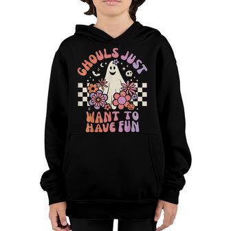 Ghouls Just Want To Have Fun Women Girls Floral Ghost Sketch V2 Youth Hoodie - Thegiftio UK