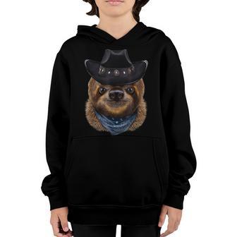 Giant Sloth In Cowboy Hat And Bandana - Youth Hoodie - Thegiftio UK