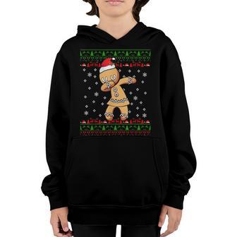 Gingerbread Man Dabbing Ugly Christmas Xmas Kids Funny Gifts Youth Hoodie - Thegiftio UK