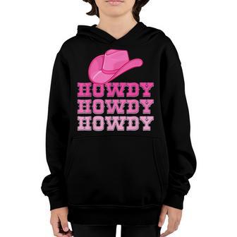 Girls Pink Howdy Cowgirl Western Country Rodeo Youth Hoodie - Thegiftio UK