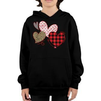 Girls Valentines Day Shirts Hearts Love Leopard Plaid Kids Youth Hoodie | Mazezy
