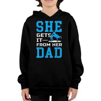 Girls Wrestling Dad Father Wrestler Sports Parents Love Gift Youth Hoodie - Thegiftio UK