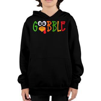 Gobble Funny Turkey Pilgrim Thanksgiving Boys Girls Toddler Youth Hoodie - Thegiftio UK