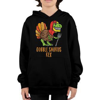 Gobble Saurus Rex Dino Turkey Mens Thanksgiving Toddler Boys Youth Hoodie - Thegiftio UK