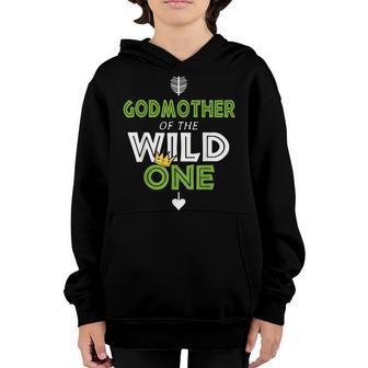 Godmother Of The Wild One Crown First Birthday Boy Funny Youth Hoodie - Thegiftio UK