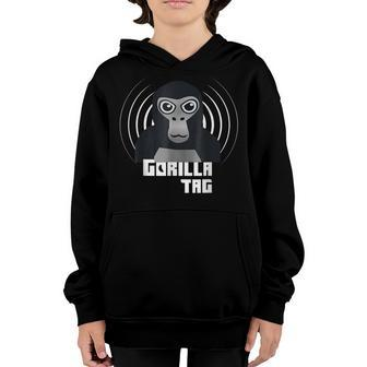 Gorilla Tag Monke Vr Gamer Party Time Black Gorilla Youth Hoodie | Mazezy