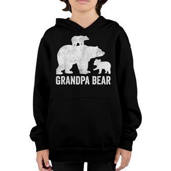 Grandpa Bear Fathers Day Funny Two Cub Kids Grandad Youth Hoodie - Thegiftio UK