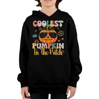 Groovy Coolest Pumpkin In The Patch Funny Halloween Kids V2 Youth Hoodie - Thegiftio UK