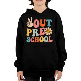 Groovy Peace Out Preschool Graduation Last Day Of School Youth Hoodie | Mazezy