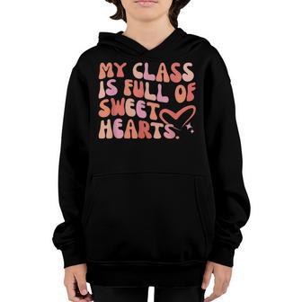 Groovy Teacher Valentine 100 Days Of School Back To School Youth Hoodie - Thegiftio UK