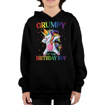 Grumpy Of The Birthday Boy Dabbing Unicorn Party Youth Hoodie - Thegiftio UK