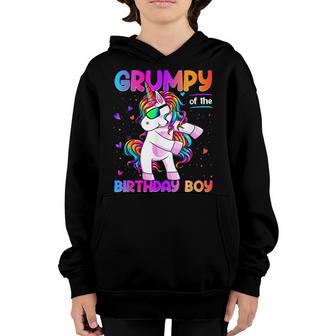 Grumpy Of The Birthday Boy Dabbing Unicorn Party Youth Hoodie - Thegiftio UK