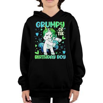Grumpy Of The Birthday Boy Dabbing Unicorn Party Youth Hoodie - Thegiftio UK