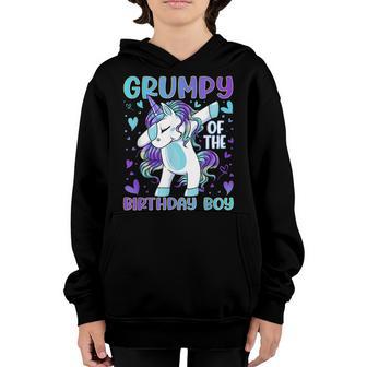 Grumpy Of The Birthday Party Boy Dabbing Unicorn Youth Hoodie - Thegiftio UK