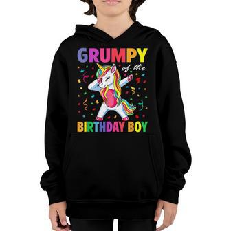Grumpy Of The Birthday Party Boy Dabbing Unicorn Youth Hoodie - Thegiftio UK