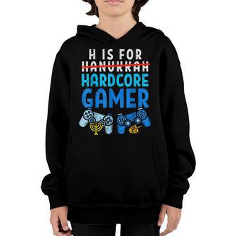 H Is For Hanukkah Gamer Funny Video Gaming Boys Men Girls Youth Hoodie - Thegiftio UK