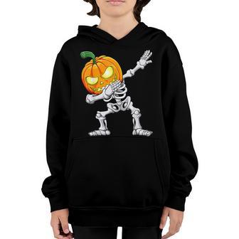 Halloween Boys Dabbing Skeleton Scary Pumpkin Jack O Lantern V13 Youth Hoodie - Thegiftio UK
