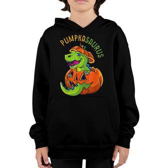 Halloween Boys Men Pumpkasaurus Dinosaur Pumpkin Funny T Rex V2 Youth Hoodie - Thegiftio UK