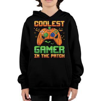 Halloween Coolest Gamer In The Patch Boys Girls Kids Pumpkin Youth Hoodie - Thegiftio UK