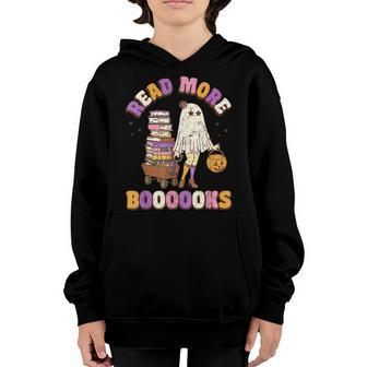 Halloween Groovy Read More Books Cute Boo Ghost Reading Kids V7 Youth Hoodie - Thegiftio UK