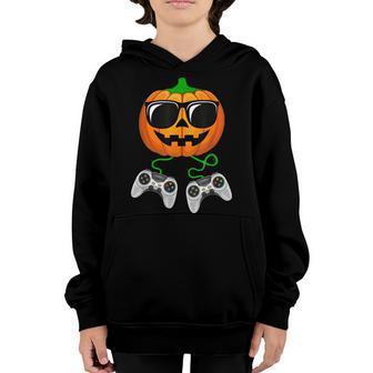 Halloween Jack O Lantern Gamer Boys Kids Men Funny Halloween V16 Youth Hoodie - Thegiftio UK