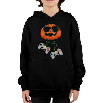 Halloween Jack O Lantern Gamer Boys Kids Men Funny Halloween V18 Youth Hoodie - Thegiftio UK