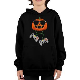 Halloween Jack O Lantern Gamer Boys Kids Men Funny Halloween V19 Youth Hoodie - Thegiftio UK