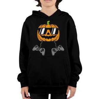 Halloween Jackolantern Gamer Funny Video Games Boys Kids Youth Hoodie - Thegiftio UK