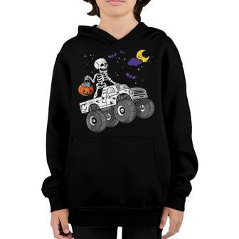 Halloween Skeleton Zombie Riding Monster Truck Vampire Boys Youth Hoodie - Thegiftio UK