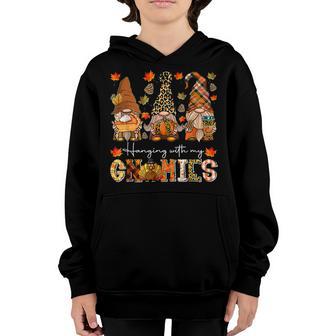 Hanging With My Gnomies Leopard Gnome Thanksgiving Kid Women Youth Hoodie - Thegiftio UK