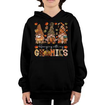 Hanging With My Gnomies Leopard Gnome Thanksgiving Kid Women Youth Hoodie - Thegiftio UK