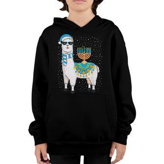 Hanukkah Llama Cute Alpaca Chanukah Christmas For Women Girl V2 Youth Hoodie - Thegiftio UK