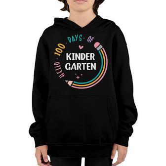Happy 100 Days Of Kindergarten Back To School 100Th Day Youth Hoodie - Thegiftio UK