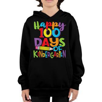 Happy 100 Days Of Kindergarten Teacher And Kids Colorful V2 Youth Hoodie - Thegiftio UK