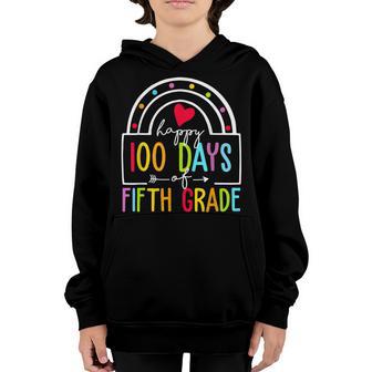 Happy 100 Days Of Preschool Colourful Rainbow 100Th Day Youth Hoodie - Thegiftio UK