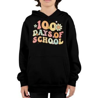 Happy 100 Days Of School 100 Day Smarter Groovy Retro Youth Hoodie - Seseable