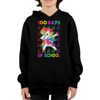 Happy 100 Days Of School 100 Days Smarter Unicorn Girls Youth Hoodie - Seseable