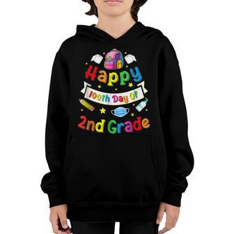 Happy 100 Days Of School 100Th Day Of Second Grade Youth Hoodie - Thegiftio UK