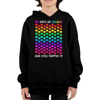 Happy 100 Days Of School And Still Poppin 100Th Day Pop It V10 Youth Hoodie - Thegiftio UK